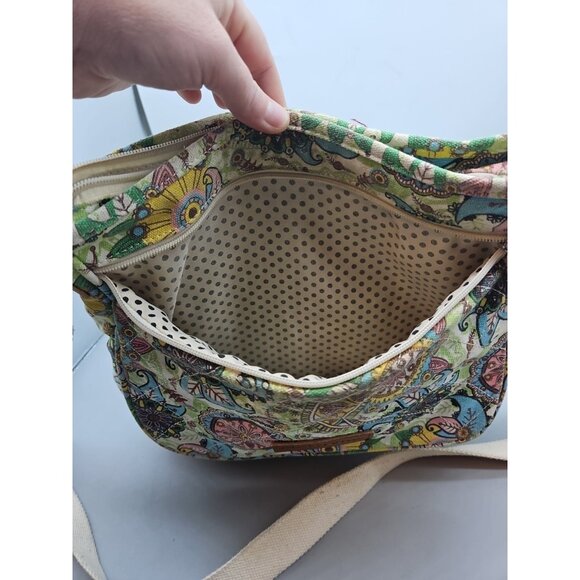 Malirona Floral Crossbody Canvas Handbag Multi Pocket Pre-Owned - Picture 6 of 12